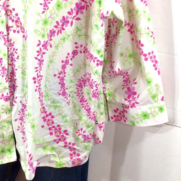 NWOT Izod blouse pastel floral Bright pink & green SZ 1X - Picture 3 of 15